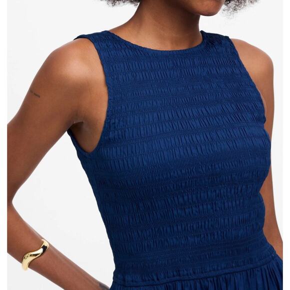 NWOT Madewell The Melody Scoopback Smocked Midi Dress In Blue Moon Size XS - Picture 3 of 8